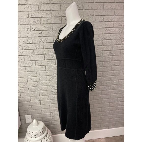 Maggy L Black with Gold detail Merino Blend Sweater Dress Size L - Picture 3 of 7